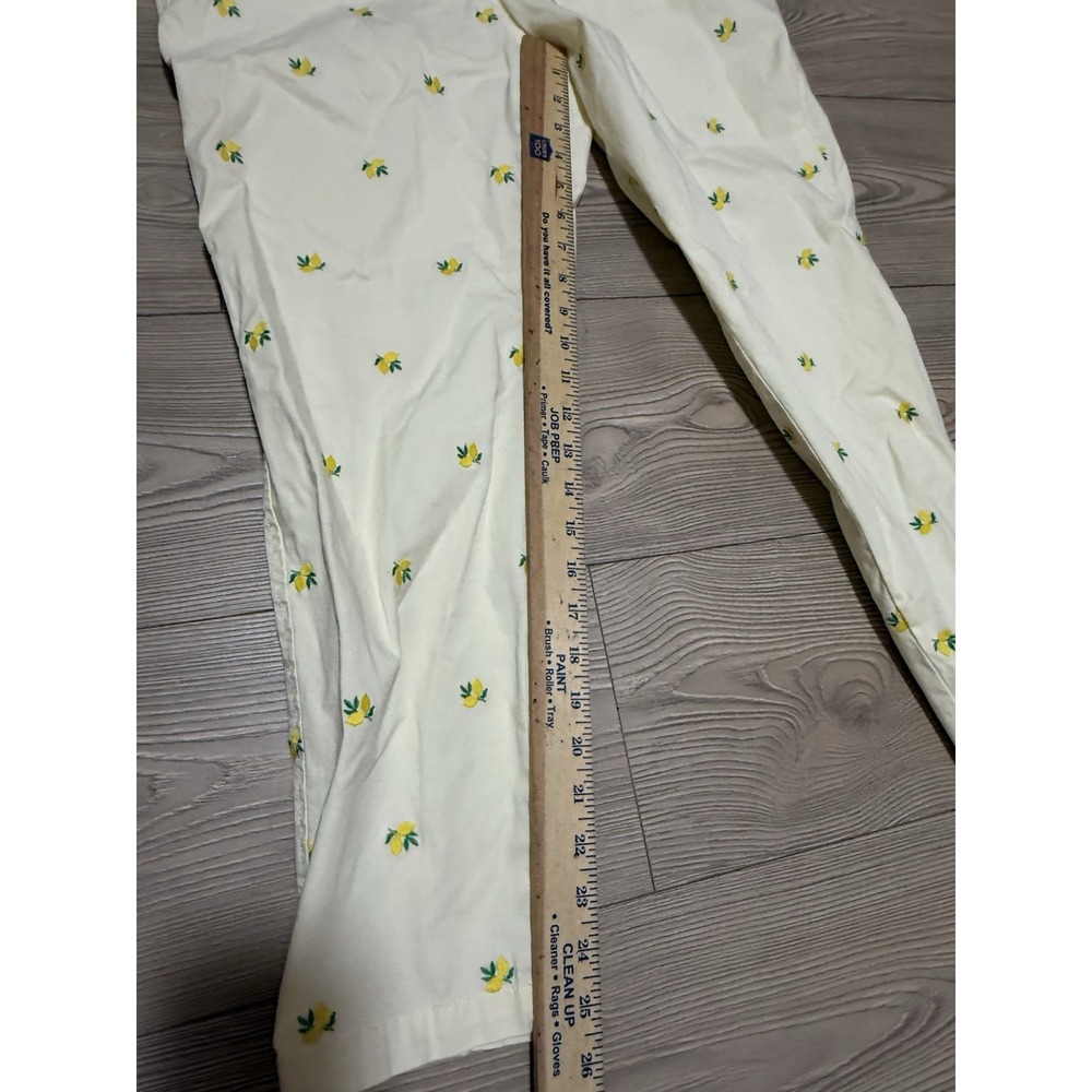 Talbots Relaxed Chino Pants Women's 10P Yellow Lemon Embroidered Stretch Ankle - Picture 10 of 11
